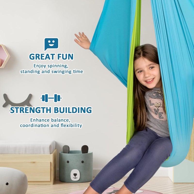 OUTREE Sensory Swing, Double Layer Therapy Swing with 360° Swivel Hanger, Healing & Relaxing Cuddle Sensory Swing for Kids and Adults with Autism, ADHD, Sensory Processing Disorder(Blue and Green) - Image 3